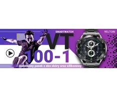 Išmanusis laikrodis VELTORI VT100-1 + Juodas Dirželis Silikonowy + Juodas Eko Skóra