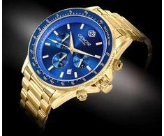 Vyriškas laikrodis Giewont Chronograph Sapphire Gold Mėlyna GW3520-B5
