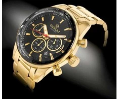 Vyriškas laikrodis Giewont Chronograph safyrinis auksinis juodas GW9140-B4
