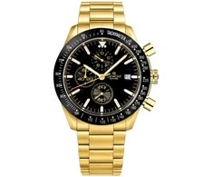 Vyriškas laikrodis Giewont Chronograph safyrinis auksinis juodas GW8720-B4