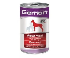 Gemon maxi adult konservuotas pašaras suaugusiems šunims su jautiena ir ryžiais 1250g