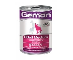 Gemon medium adult konservuotas pašaras su jautienos ir kepenėlių gabaliukais 415g