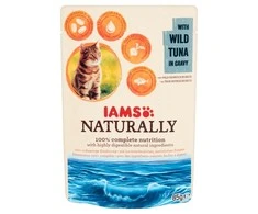 IAMS Naturally Adult konservuotas pašaras katėms su laukiniu tunu padaže 85g