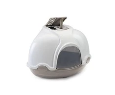 IMAC Ginger tualetas namelis katėms kampinis, pilkas 52x52x44,5cm,