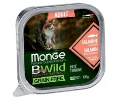 Monge BWild adult paštetas katėms su lašiša ir daržovėmis 100g