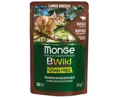 Monge BWild konservai pašaras didėlių veislių katėms su buivolo mėsa ir daržovėmis 85g