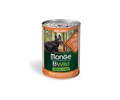 Monge Bwild mini adult konservuotas pašaras su antiena, moliūgais ir cukinijomis 400g