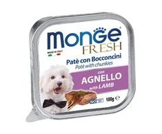 Monge Fresh paštetas šunims su ėrienos gabalėliais100g