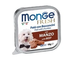 Monge Fresh paštetas šunims su jautienos gabalėliais 100g