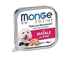 Monge Fresh paštetas šunims su kiaulienos gabalėliais 100g