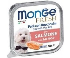 Monge Fresh paštetas šunims su lašišos gabalėliais 100g