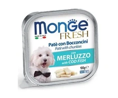 Monge Fresh paštetas šunims su menkės gabalėliais 100g