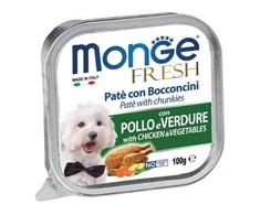 Monge Fresh paštetas šunims su vištienos gabalėliais ir daržovėmis100g