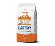 Monge spec. line monoprotein puppy sausas pašaras visų veislių jauniems šuniukams su antiena, ryžiais ir bulvėmis 12kg