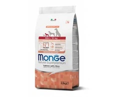 Monge spec.line monoprotein mini Puppy sausas pašaras mažų veislių jauniems šuniukams su lašiša ir ryžiais 2,5kg