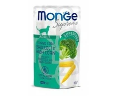 Monge SUPREME - Cat Wet Pouches su tunu, brokoliais ir mini kukurūzais - suaugusioms katėms (80g)