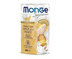 Monge SUPREME - Cat Wet Pouches su tunu, ešeriu ir bulvėmis - suaugusioms katėms (80g)