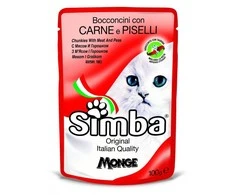 Monge Simba konservuotas pašaras katėms su mėsa ir žirneliais 100g