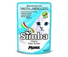 Monge Simba konservuotas pašaras katėms su upėtakiu ir menke 100g