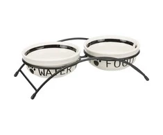 TRIXIE Dubenėlių kompl., keramika-metal., 2x0.25 l, ø 13 cm-27x7x14 cm, baltas-juodas