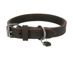 TRIXIE Rustic rieb. odos antkaklis, S-M 34-40cm/25mm, tams. rudas