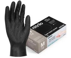 Juodos nitrilinės pirštinės SANTEX Flash Juodas Power, 50 vnt., M, 8,5 g - XXL