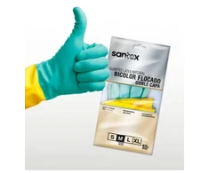 Pirštinės SANTEX LATEX BICOLOR FLOCK Žalias/Geltonas - XL