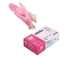 Rausvos nitrilinės pirštinės SANTEX Nitriflex Rose 100 vnt., 3,5 g - S