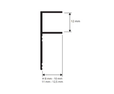 Profilis, aliuminis anoduotas, poliruotas chromuotas aliuminis, h 12,5 mm, L 2,7 m