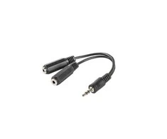 LANBERG AD-0024-BK adapteris Jack Stereo M ->Jack F x2 10cm