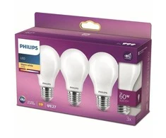 Philips, pakuotėje 3 E27 LED 60W lemputės, šiltai balta