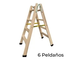 6 pakopų sulankstomos kopėčios Plabell Medžio 164 x 31/55 cm