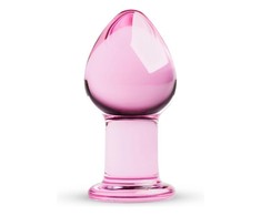 Pink Rožinė Glas Rožinė Medium Anal Glass Plug - Smooth Borosilicate, 4.3 cm