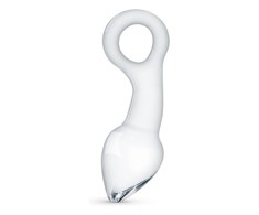 Glas No. 13 Curved Glass Plug with Pull Ring - Transparent, Medium Size