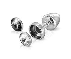 Diogol Anni Magnet 25mm Aliuminio Plug with Swarovski Crystal Juodas/Clear