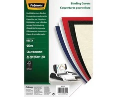 Fellowes Įrišimo nugarėlės Delta A4, 250g/m², kartoninės, baltos (100 vnt.)