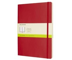 Užrašų knygutė Moleskine Classic 19x25cm, baltais lapais, minkštu viršeliu, raudonos spalvos