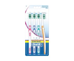 Dantų šepetėlis Oral-B Shiny Clean Vidutinis 4 vnt.