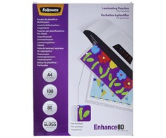 Fellowes Laminierfolie Enhance A4 gestanzt 80Mikron matt 100