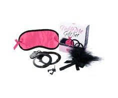 Lovers Premium Rožinė LoversPremium Tickle Me Rožinė Sensory Bondage Set with Feather and Blindfold