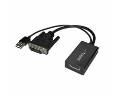 AV adapteris StarTech DVI-D – DisplayPort + USB-A juodas (DVI2DP2)