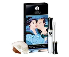 Shunga Erotic Art Oralinio malonumo kokosų skonio lūpų blizgis