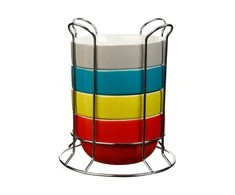 5five Simply Smart Keraminiai dubenys, dubenys ant metalinio stovo, 500 ml, rinkinyje 4 vnt
