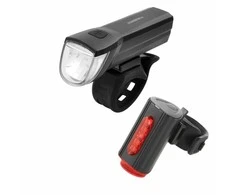 Įkraunamas LED žibintų rinkinys dviračiui 30 Lux Fischer su USB juodas
