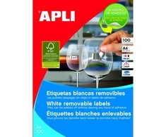 *Lipnios etiketės Apli, A4, 64.6x33.8mm, nuimamos, 24 etiketės lape, 100 lapų, baltos spalvos