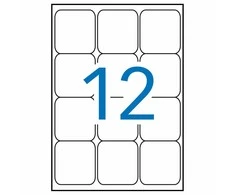 Lipnios etiketės Apli, A4, 63.5x72mm, 12 etikečių lape, 100 lapų, baltos spalvos