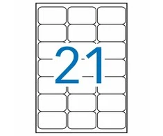 Lipnios etiketės Apli, A4, 63.5x38,1mm, 21 etiketė lape, 100 lapų, baltos spalvos
