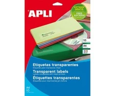 Lipnios etiketės Apli, A4, 210x297mm, skaidrios, 10lapų