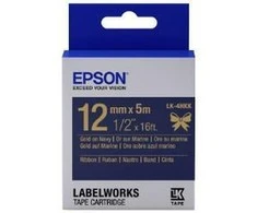 „Epson“ etikečių kasetė, atlasinė juostelė LK-4HKK auksinė, tamsiai 12 mm (5 m)