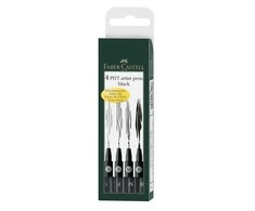 Rašikliai piešimui Faber-Castell PITT, S, F, M, B, 4vnt., juodos spalvos